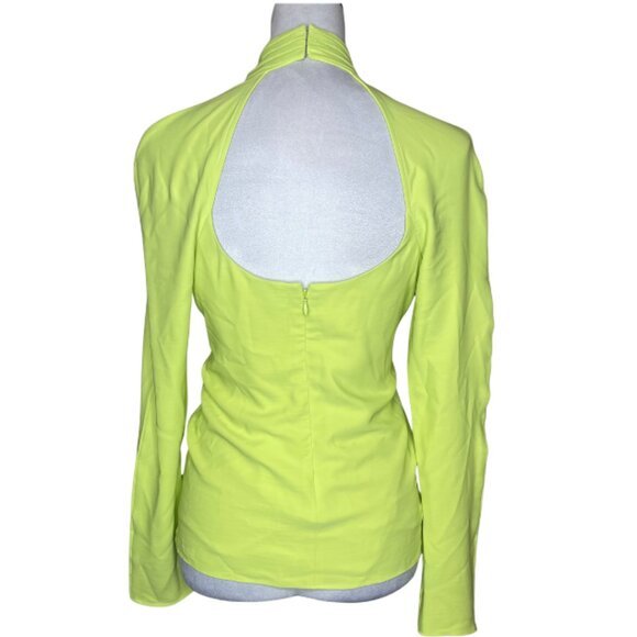 Express Women's Lime Green Yellow Chartreuse Cut Out Long Sleeve Blouse Top Sm - Picture 4 of 9